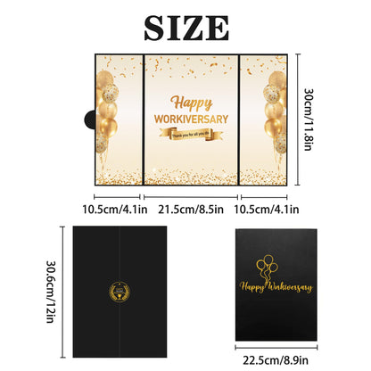 DARUNAXY Black Gold Happy Workiversary Party Decorations, Happy Work Anniversary Alternative Signature Guest Book for Men Women Employee Business Gifts Signing Card Board for Office Supplies