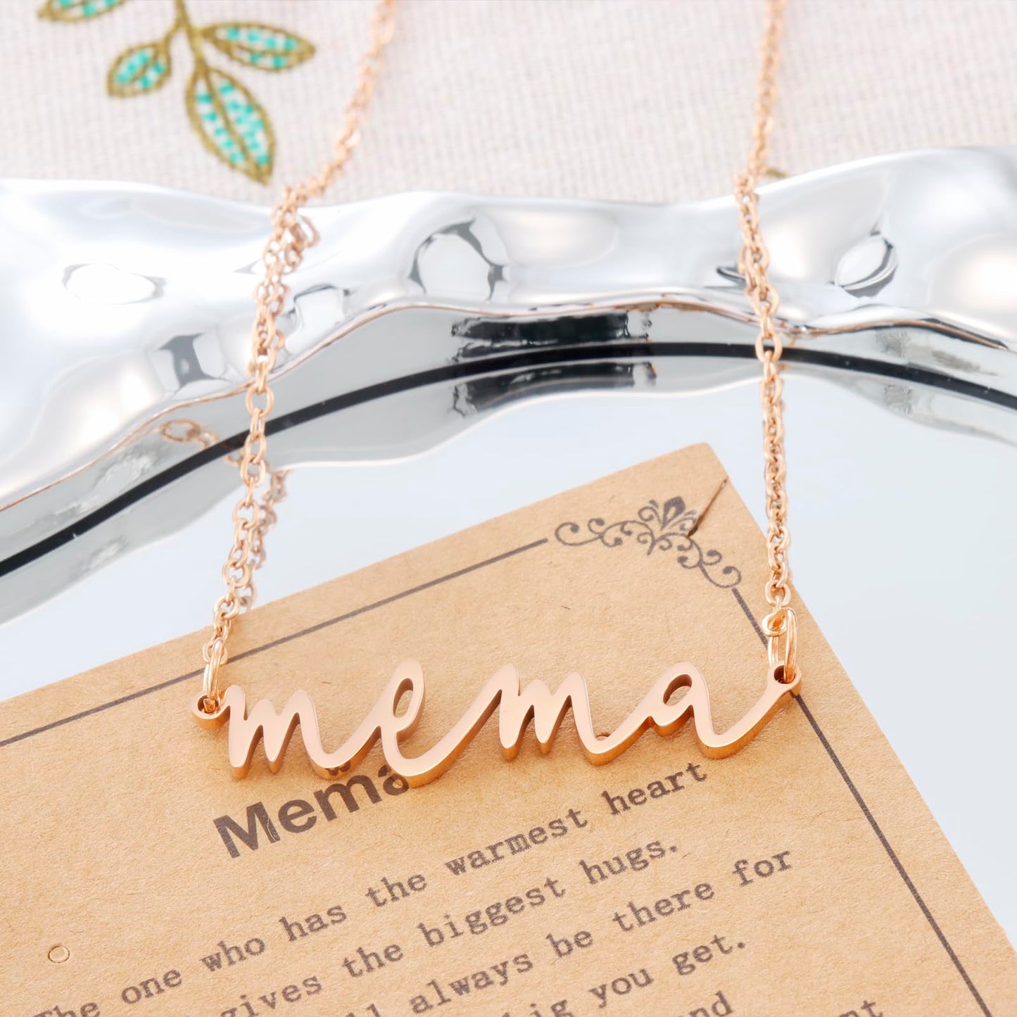 Mema Gifts Necklace for Women Grandma Birthday Personalized Items Jewelry Best Mema Necklace