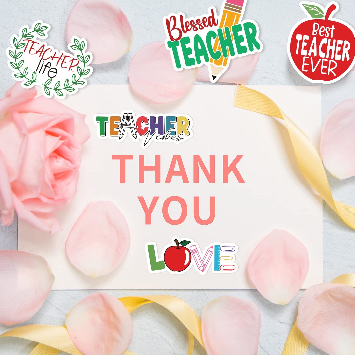 Fancy Land Teacher Stickers Vinyl Waterproof Teacher Appreciation Gifts for Laptop Water Bottle Back to School Supplies 100Pcs