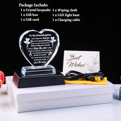 YWHL Granddaughter Gifts from Grandma Grandpa Birthday Gifts for Granddaughter Crystal Keepsake with Colorful Base Meaningful Gift for Granddaughters from Nana on Christmas Wedding Graduation