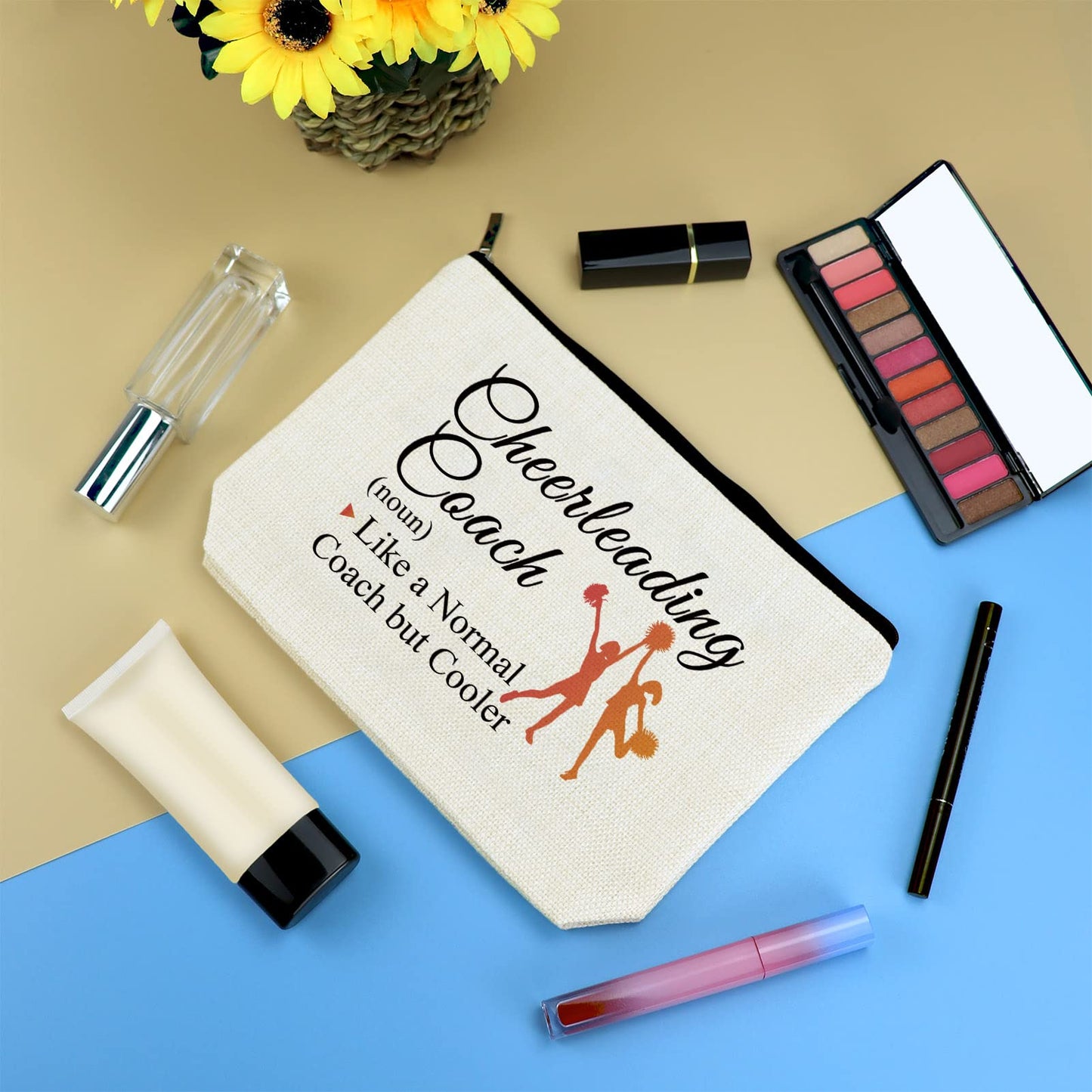 Cheerleading Cheer Coach Gift Makeup Bag for Women Cheer Mom Appreciation Gift Cheerleader Mother's Day Birthday Present for Cheerleader Cheerleading Mother Cowoorker Cosmetic Bag Travel Zipper Pouch