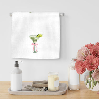Margarita Decor Bow Kitchen Towels, Gifts for Margarita Lovers Hand Towel, Pink Bow Margaritas Dish Tea Towels for Kitchen Home Bar Decorative, Coquette Margaritas Bar Cart Decor,16x24In
