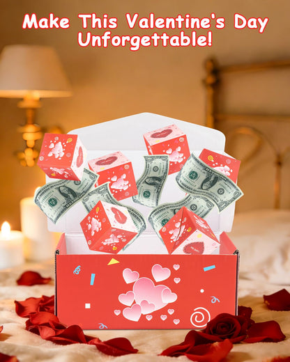ASSRECT Exploding Gift Box Valentine's Day, Birthday Surprise Box Pop Up with 12 Money Holders, ReusableDate Gift Box for Mom Father Wife Friend Valentine's Day, Confession, Proposal, Cash, Gifts, Birthday, Party supplies (Pink)