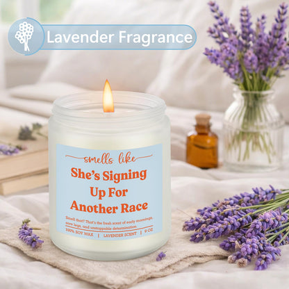 LEADO Scented Candle, Gifts for Runners Women - Marathon, 5k, Running Essentials for Women - Funny Mothers Day, Birthday, Running Gifts for Marathon Runners, Female, Girl, Her, Mom - Race Day Candle