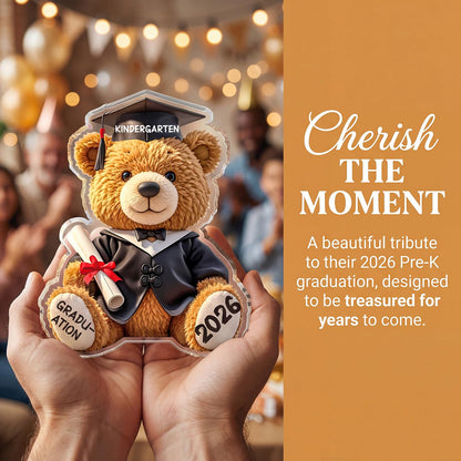Kindergarten Graduation Gifts for Kids - Acrylic Teddy Bear Keepsake - 2026 Best Kindergarten Graduation Gifts for Boys & Girls, Unique Kinder Graduates Students Present