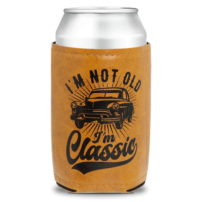 Men Birthday Gifts Ideas,Retirement Gifts for Men,Gift for Dad From Daughter,I'm Not Old I'm Classic Leather Can Cooler,Fun Gift forMen,Dad,Him,Husband,Grandpa,Leather Can Cooler for Mens 12OZ