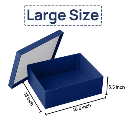 JOYIT Blue Gift Box 16.5''x13''x5.5'' - Large Gift Boxes with Lid for Presents Packaging, Birthday, Christmas, Wedding, Anniversary, Big Gift Box with Ribbon, Shred Filler, Card, Wax Seal (Blue)