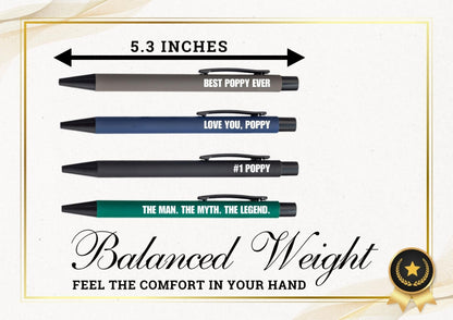 InnoBeta Poppy Gifts, Ballpoint Pen Set of 4, Gift Ideas for Grandpa from Grandkids on Birthday, Christmas, Father's Day, Retirement