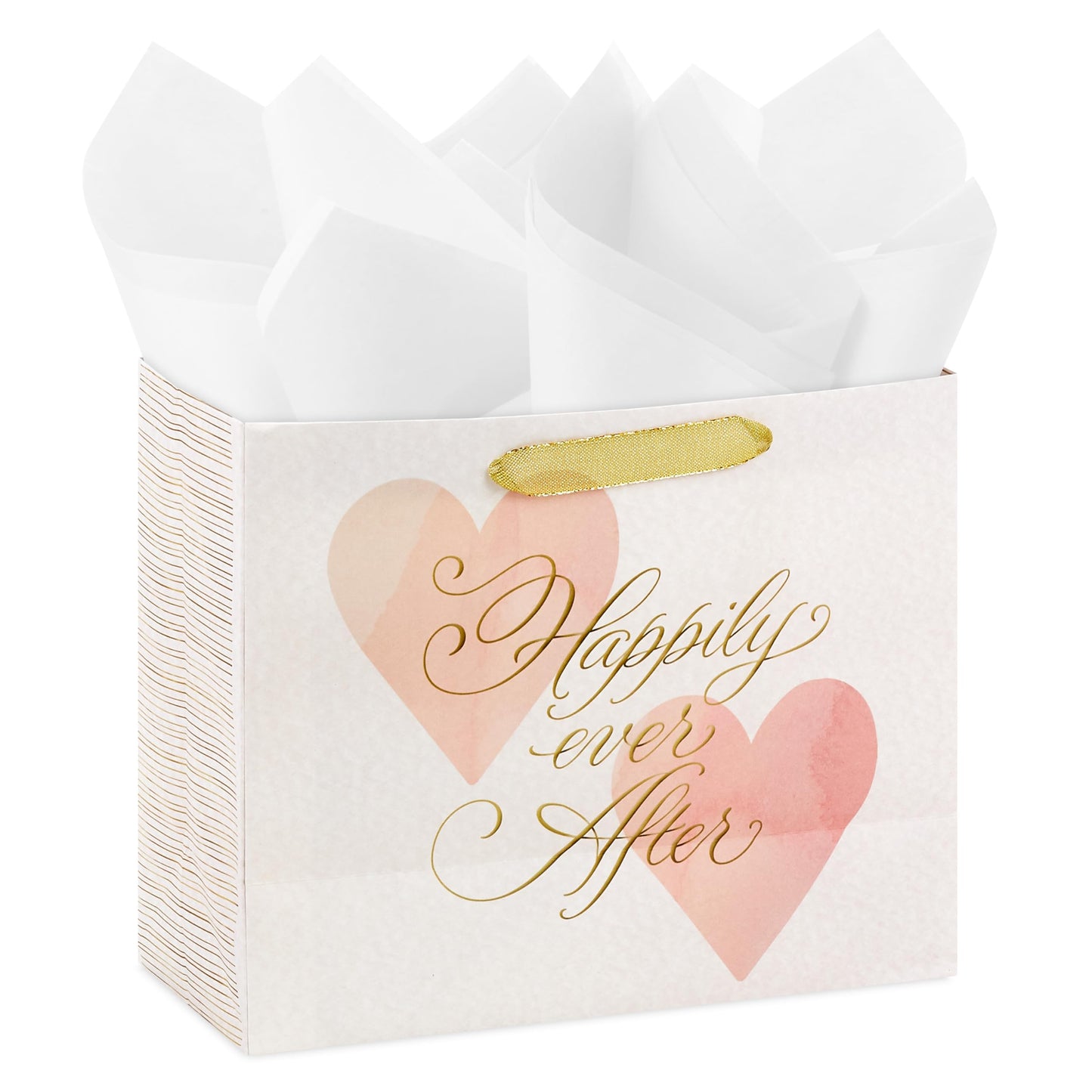 Hallmark 7" Medium Horizontal Gift Bag with Tissue Paper (Happy Ever After) for Weddings, Engagements, Bridal Showers