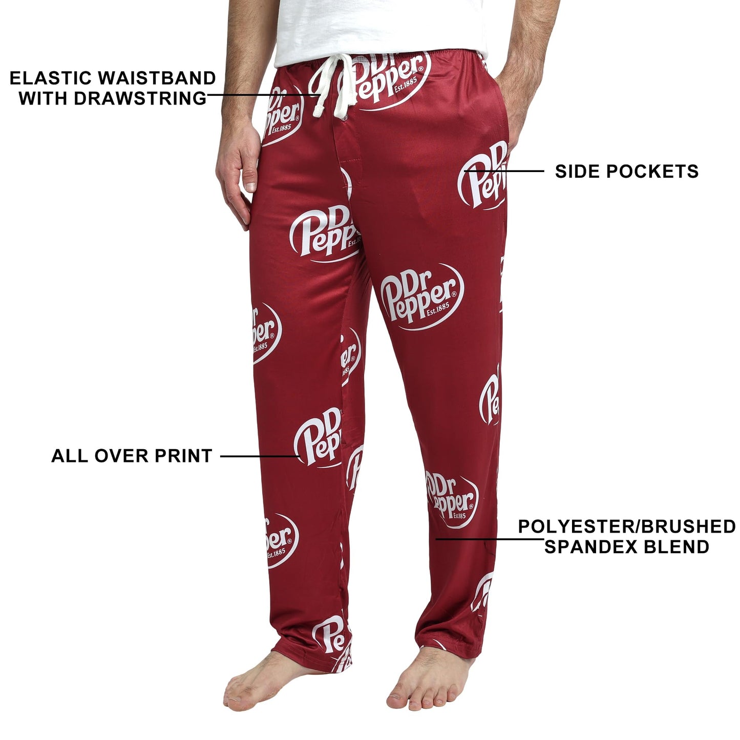 Dr Pepper Soda Logo All-Over Print Men's Sleep Pajama Pants