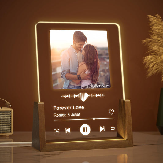 LUCKOR Personalized Valentines Gifts for Him Her Women Men, Custom Anniversary Spotify Plaque Gift for Boyfriend Girlfriend Couple, Customized Picture Frame Birthday Gifts for Wife Husband