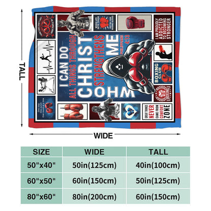 Boxing Blanket Soft Warm Christian Fleece Plush Throw Blanket Inspirational Quote Gifts for Boxing Lover Cozy Flannel Stuff Gym Decor Blanket for Girls Boys Kids Adults Women Bed Travel 40"x50"