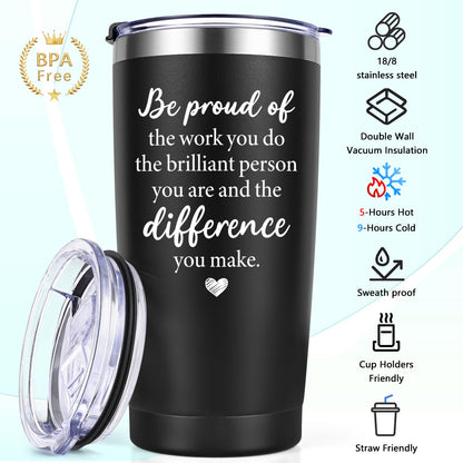 Lifecapido 6 Set Employee Appreciation Gifts, Team Gifts for Employees, Thank You Inspirational Christmas Gift for Staff Coworker Team, 20oz Insulated Tumbler with Ballpoint Pen and Keychain