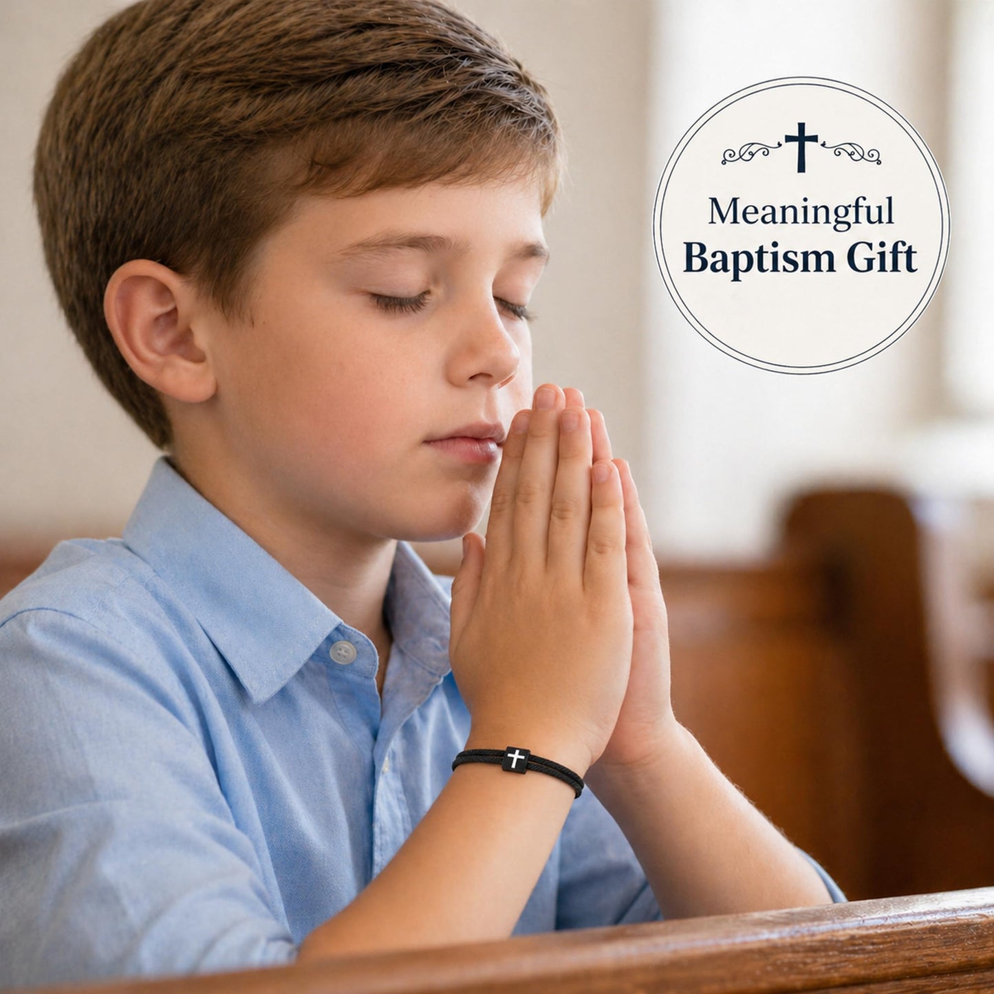 Baptism Gifts for Boys Men, Cross Bracelet for First Communion Confirmation Christening, Christian Religious Gift for Son Grandson Nephew Godson Teen Boys Girls