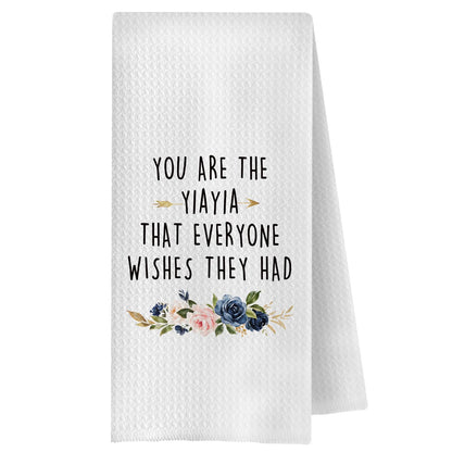 Yiayia Grandma Gifts Kitchen Towels, Grandma Gift from Granddaughter Grandson Dish Tea Towel, Gifts for Yiayia Grandmother Decorative Hand Towels for Kitchen Bathroom, 16x24 Inches