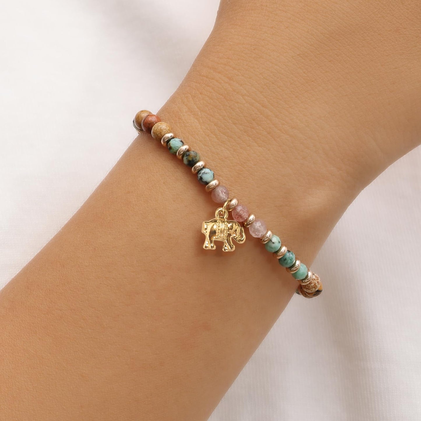 Pavolini Elephant Gifts for Women, Mother’s Day Gifts for Mom, Inspirational Bracelet, Natural Healing Stone Elephant Bracelet, New Beginnings Gift, Friendship Gift for Women