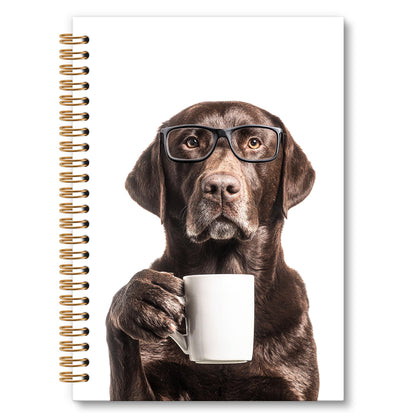 Chocolate Labrador Retriever Gifts Dog Journal, Gifts for Labrador Retriever Dog Lovers Spiral Notebook, Funny Coffee Lab Notebooks Dogs Lover Gift, Funny Dogs School Office Supplies, 6x8.2In