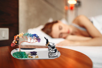 Carselage Elephant Ring Holder for Jewelry, Elephant Gifts for Women, Chakra Crystal Tree Ring Dish Earrings Box Organizer Trinket Tray, Living Room Bathroom Home Decoration, Mothers Day Mom Gifts