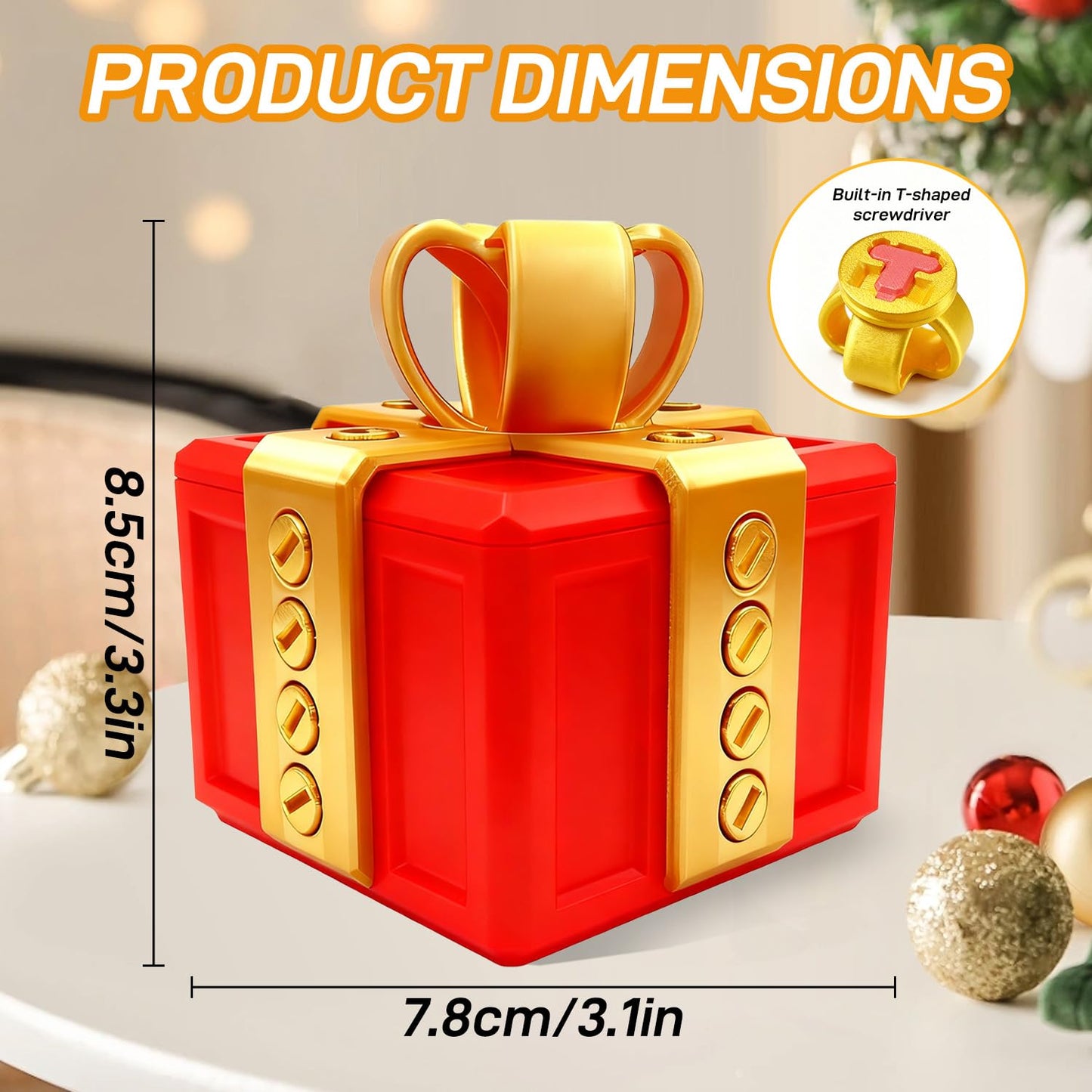 The Annoying Present, Annoying Gift Box with Screws, Take Apart Box to Get Gift, Funny Prank Gag Gift for Christmas (Red)