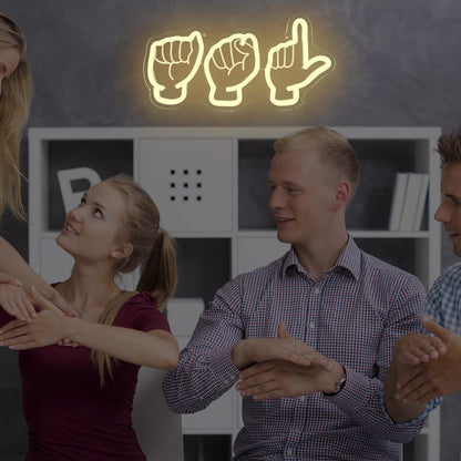 ASL Neon Sign for Wall Decor Sign Language Neon Light Sign ASL Dimmable Teacher Led Sign for Teacher ASL Gifts Back To School Light Up Sign for Background Classroom Bedroom Home Office