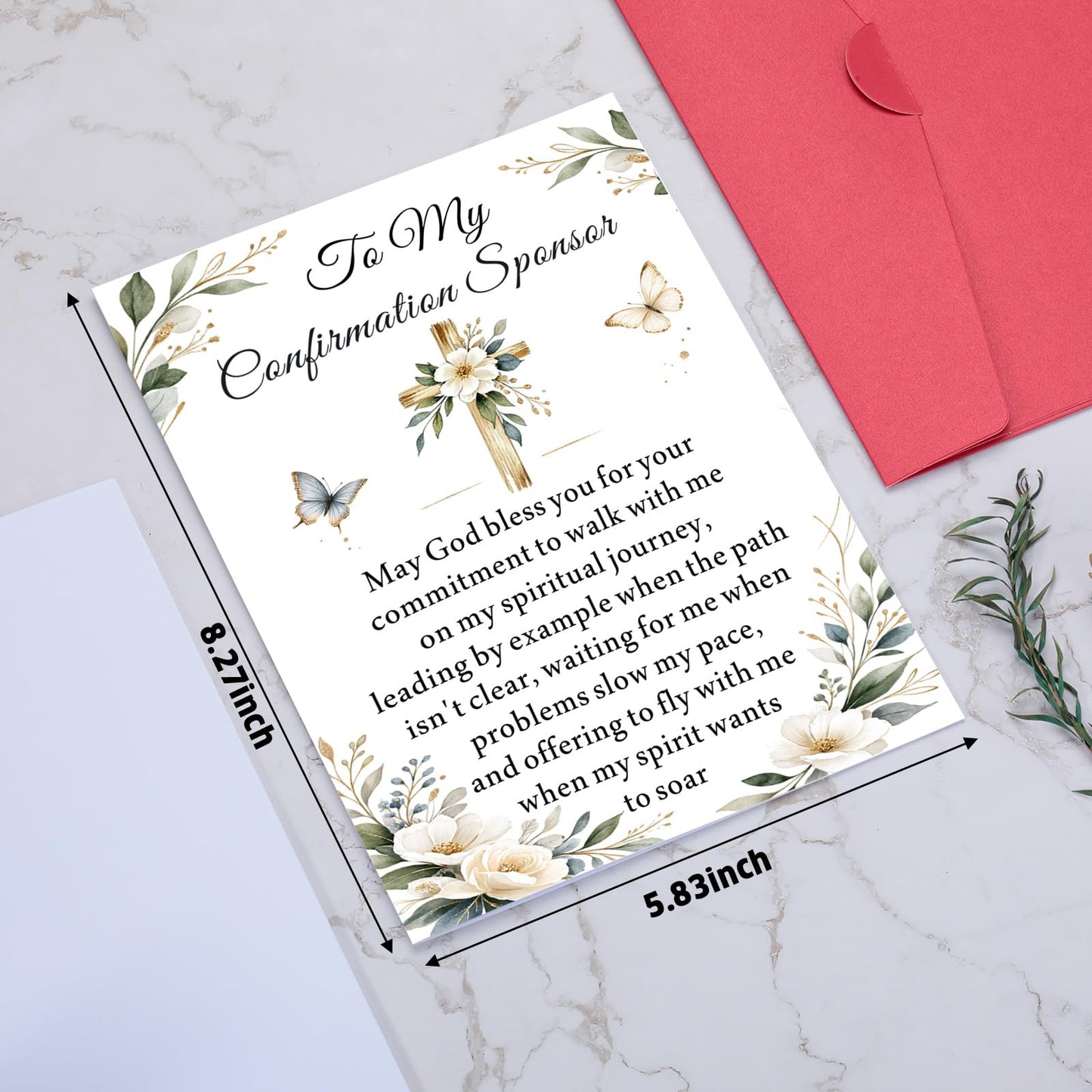 Confirmation Sponsor Cards for Women Men - Confirm Sponsor Gift, Appreciation Thank You Card for Sponsors Godfather Godmother, Catholic Christian Cards for Sponsors from Teens Girls Boys Religious