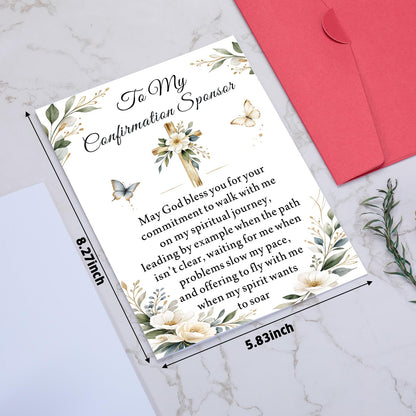 Confirmation Sponsor Cards for Women Men - Confirm Sponsor Gift, Appreciation Thank You Card for Sponsors Godfather Godmother, Catholic Christian Cards for Sponsors from Teens Girls Boys Religious