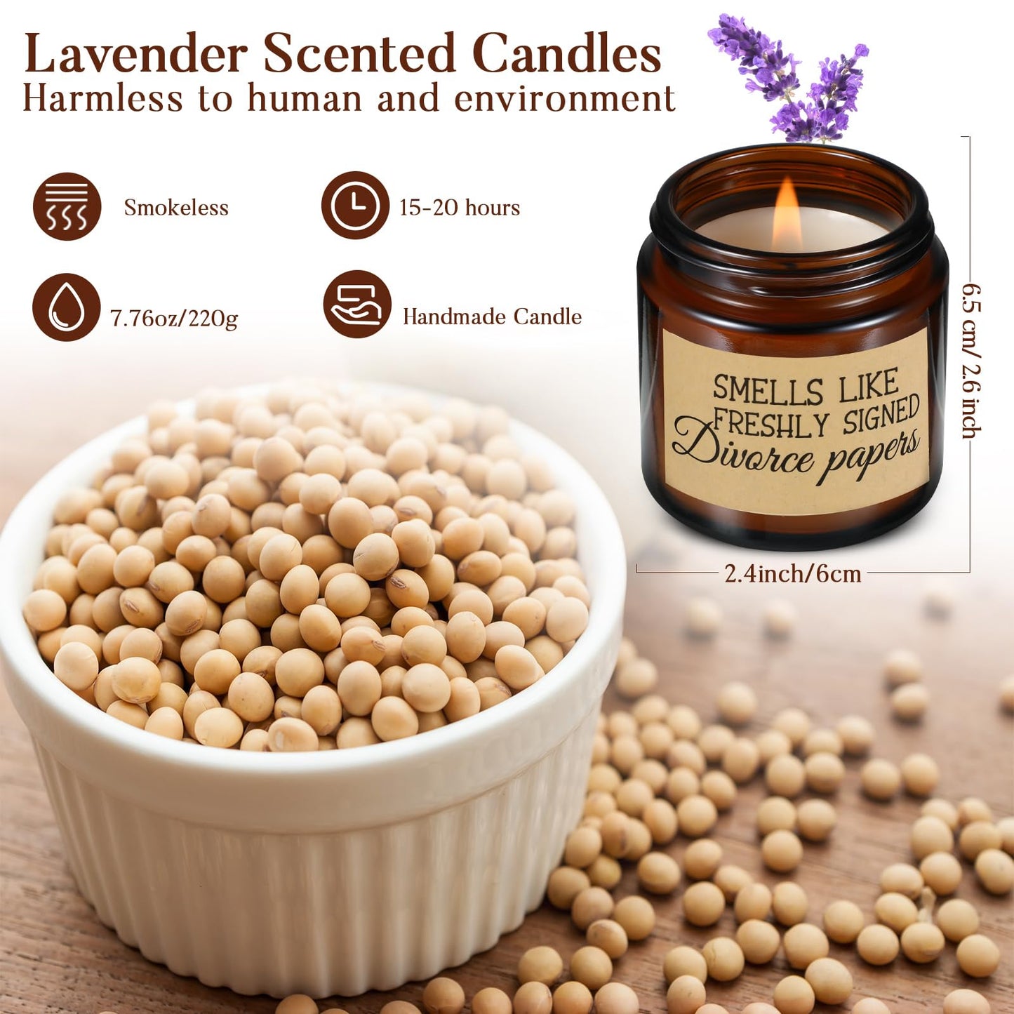 Coume 3 Pcs Divorce Lavender Scented Candle Gifts for Women Scented Candles Pocket Hug Token and PU Leather Keychain Breaking up Funny Gifts for Friends Sister Coworker Men Female(Novel)