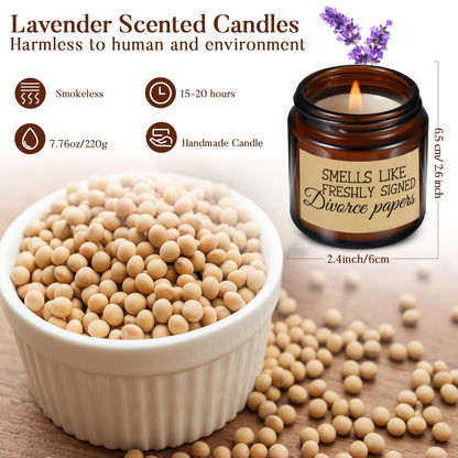 Coume 3 Pcs Divorce Lavender Scented Candle Gifts for Women Scented Candles Pocket Hug Token and PU Leather Keychain Breaking up Funny Gifts for Friends Sister Coworker Men Female(Novel)