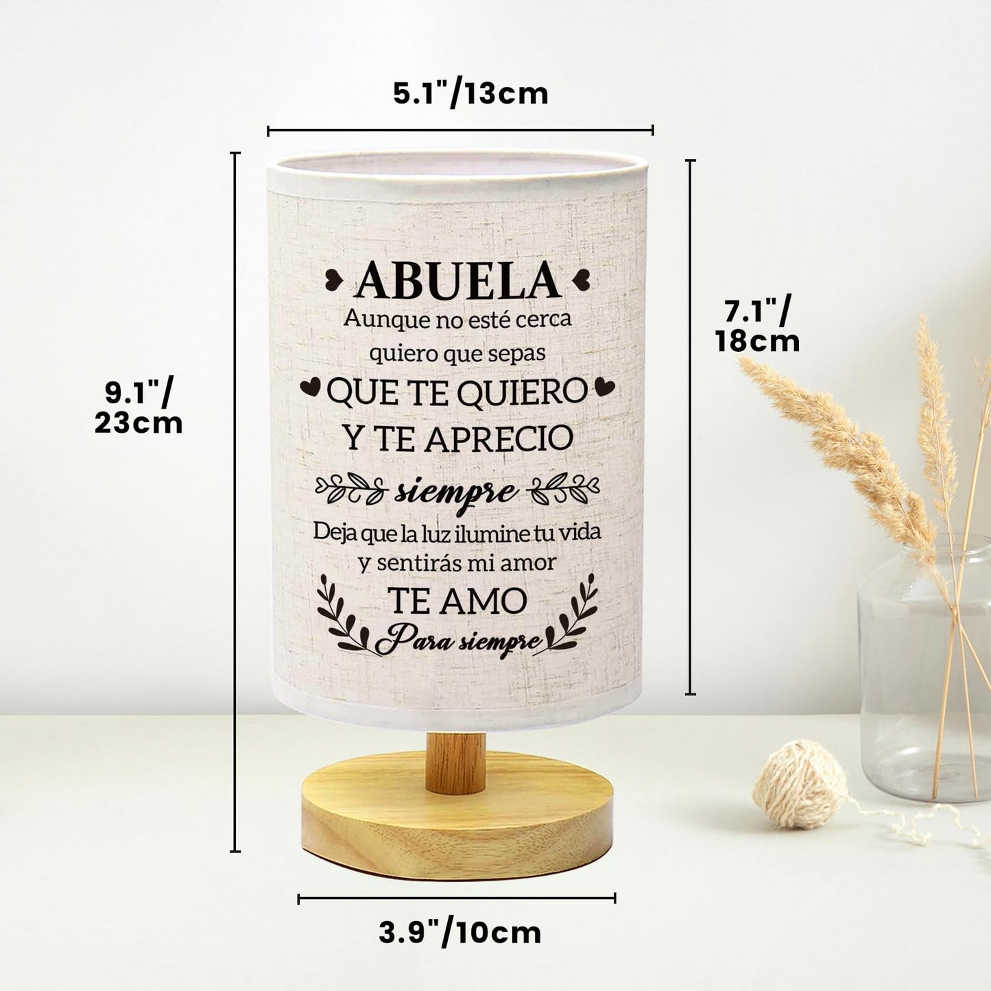 Birthday Gifts for Grandma in Spanish, Regalos para Abuela Fabric Bedside Table Lamp Presents, Christmas Mothers Day Valentines Day Gifts for Grandma Grandmother from Grandkids