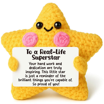 Crochet Star Congratulations Gift, Proud of You & Achievement Keepsake for Coworker & Student Graduation, New Job Promotion Desk Buddy, Motivational Decor for Men Women, Christmas Stocking Stuffer