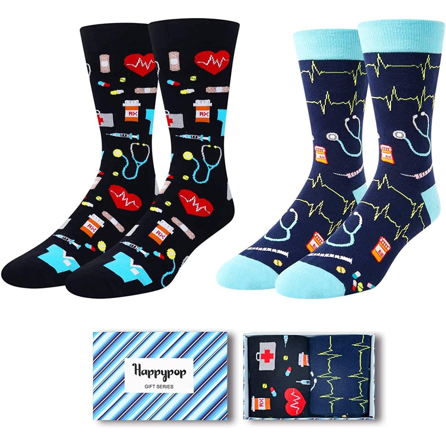 HAPPYPOP Funny Socks Gift for Men - Medical Worker Gifts Sneaker Bigfoot Vegan Nurse Socks