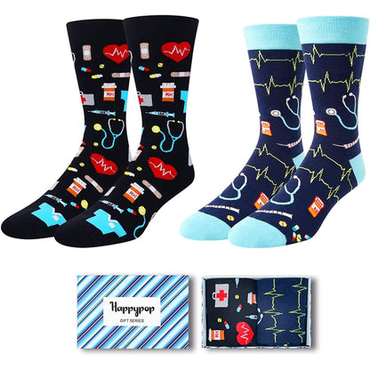 HAPPYPOP Funny Socks Gift for Men - Medical Worker Gifts Sneaker Bigfoot Vegan Nurse Socks