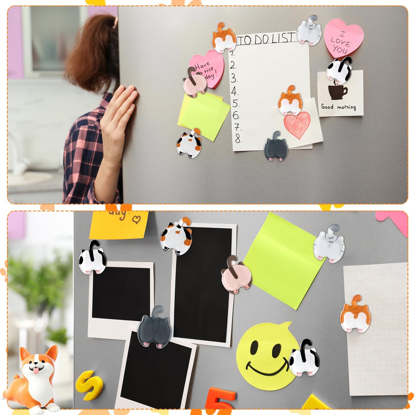 Xuhal 12 Pcs Cat Butt Magnets for Refrigerator Cute Kitten Fridge Magnets Funny Novelty Gift for Cat Lovers and Pet Parents, 6 Style