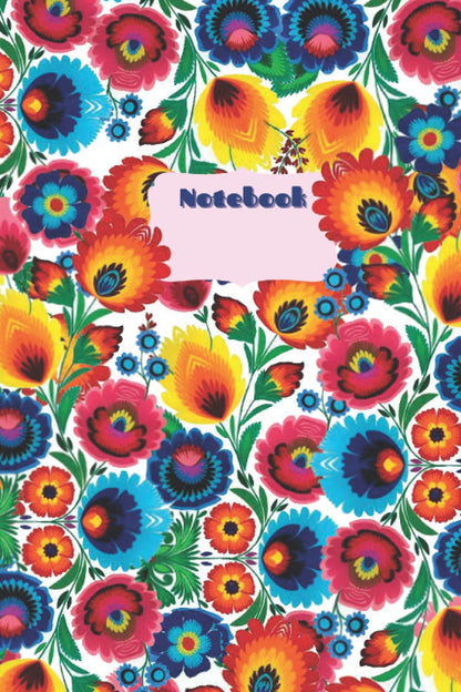 Folk traditional Journal with Polish Flowers Folklore floral flower. Polish design from Poland. Best Gift For Polish Friends.: Flowers Floral Notebook for Woman and girls.
