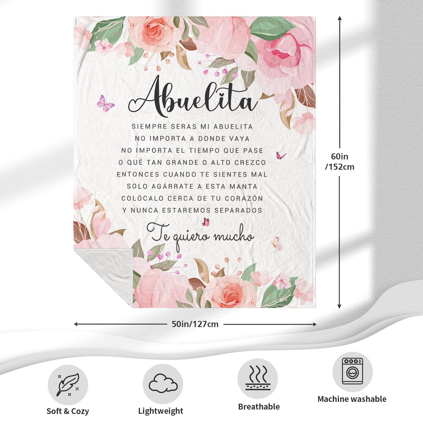 Mothers Day Abuela Gifts in Spanish, Abuelita Gifts, Dia de las Madres Regalos para Abuela, Gifts for Abuela, Abuelita Gifts from Grandchildren, Gifts for Grandma Spanish Throw Blanket 60" x 50"