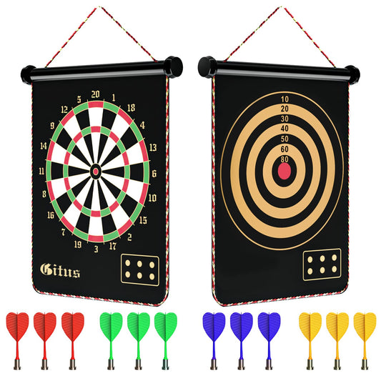 Gitus Magnetic Dart Board Indoor Outdoor Games for Kids pack of 24 Darts, Gifts for Teenage Boys Teen Boys Gifts Ideas Toys Gifts for 8 9 10 11 12 13 Year Old Boy Game Room Decor (2-pack)