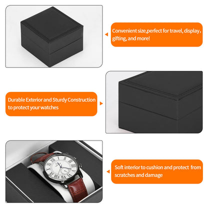 Luxury Single Watch Gift Box for Men Women, Single Watch Bracelet Bangle Jewelry Holder Storage Box Display Case Organizer (Black Style 1)