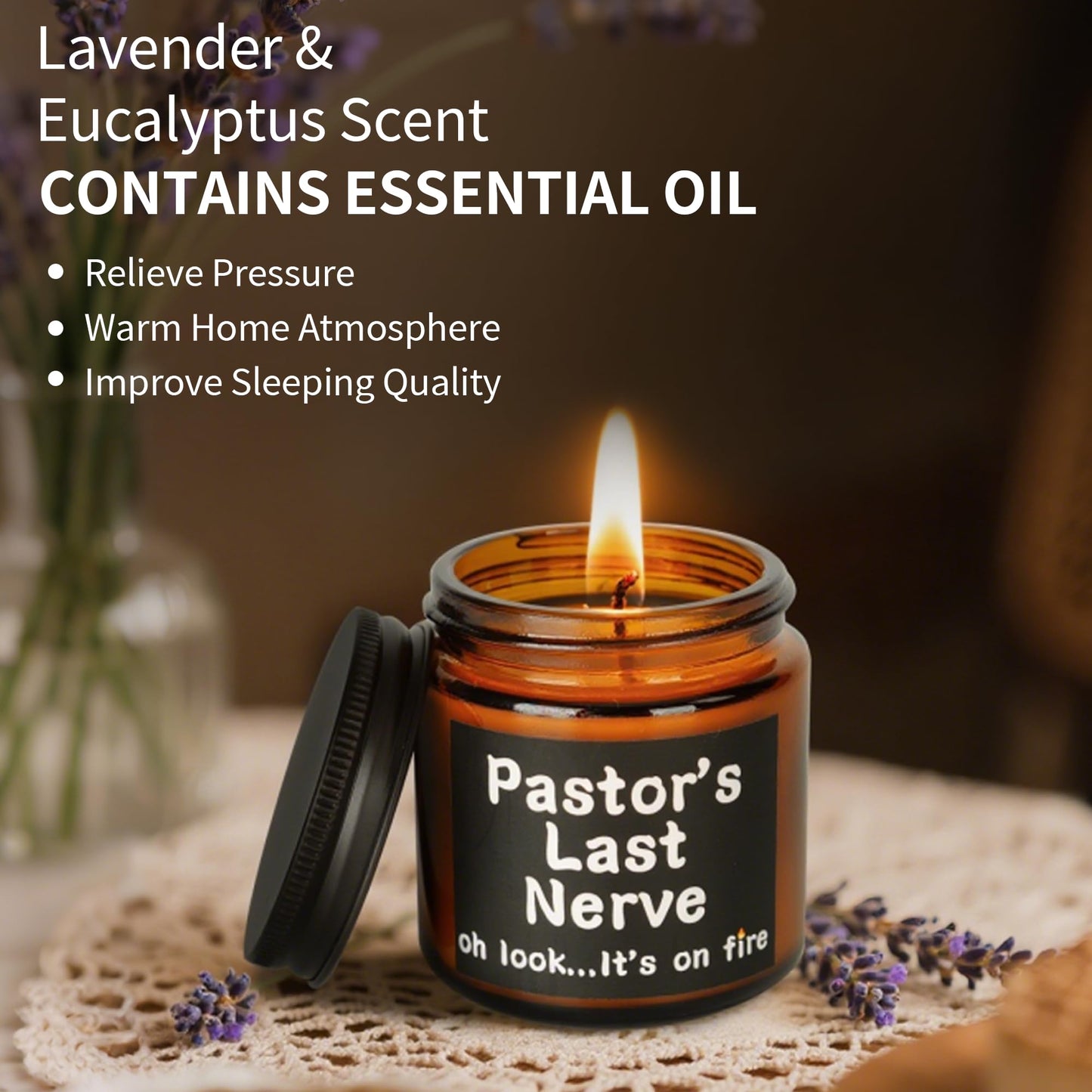 Splandiant Pastor Appreciation Gifts, 6 Pcs Christian Gifts for Pastor - 20oz Tumbler, Lavender Candle, Cotton Socks, Cross Bracelet & Thank You Card - Religious Gift for Man of God, Priest, Minister