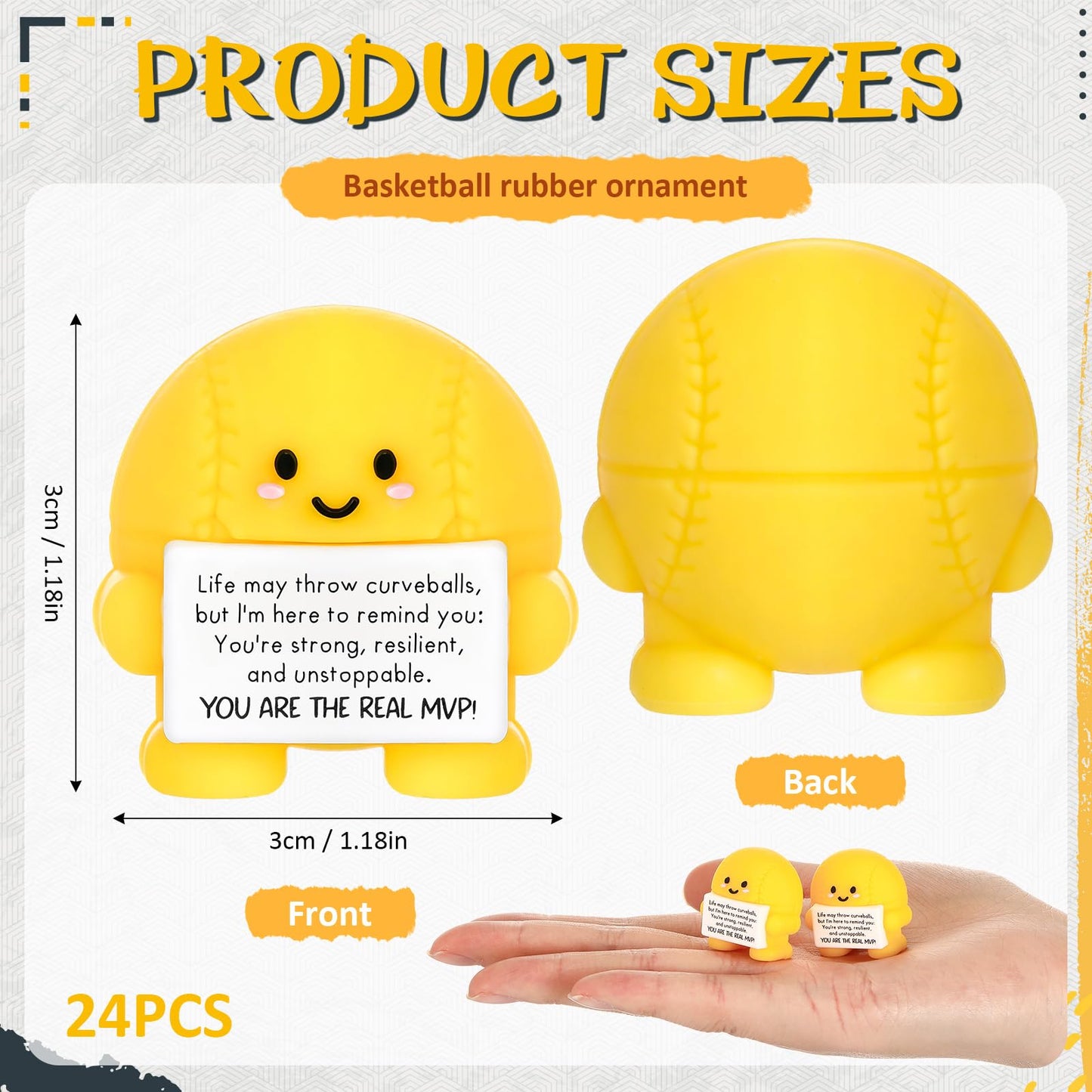 Skylety 24 Pcs Mini Graduation Softball Party Favors Softball Team Gifts Bulk Positive Soft Ball Desktop & Tabletop Decorative Emotional Positive Gift for Team Men Women Birthday Party Favors
