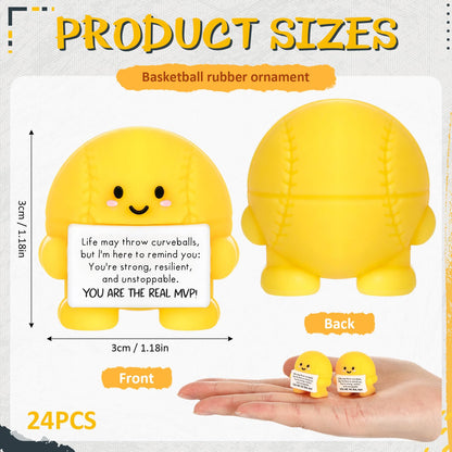 Skylety 24 Pcs Mini Graduation Softball Party Favors Softball Team Gifts Bulk Positive Soft Ball Desktop & Tabletop Decorative Emotional Positive Gift for Team Men Women Birthday Party Favors
