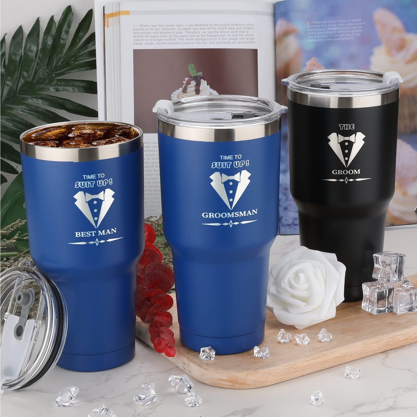 Groomsmen Gifts Set of 6, 40oz Stainless Steel Modern Tumbler for Wedding, Bachelor Party
