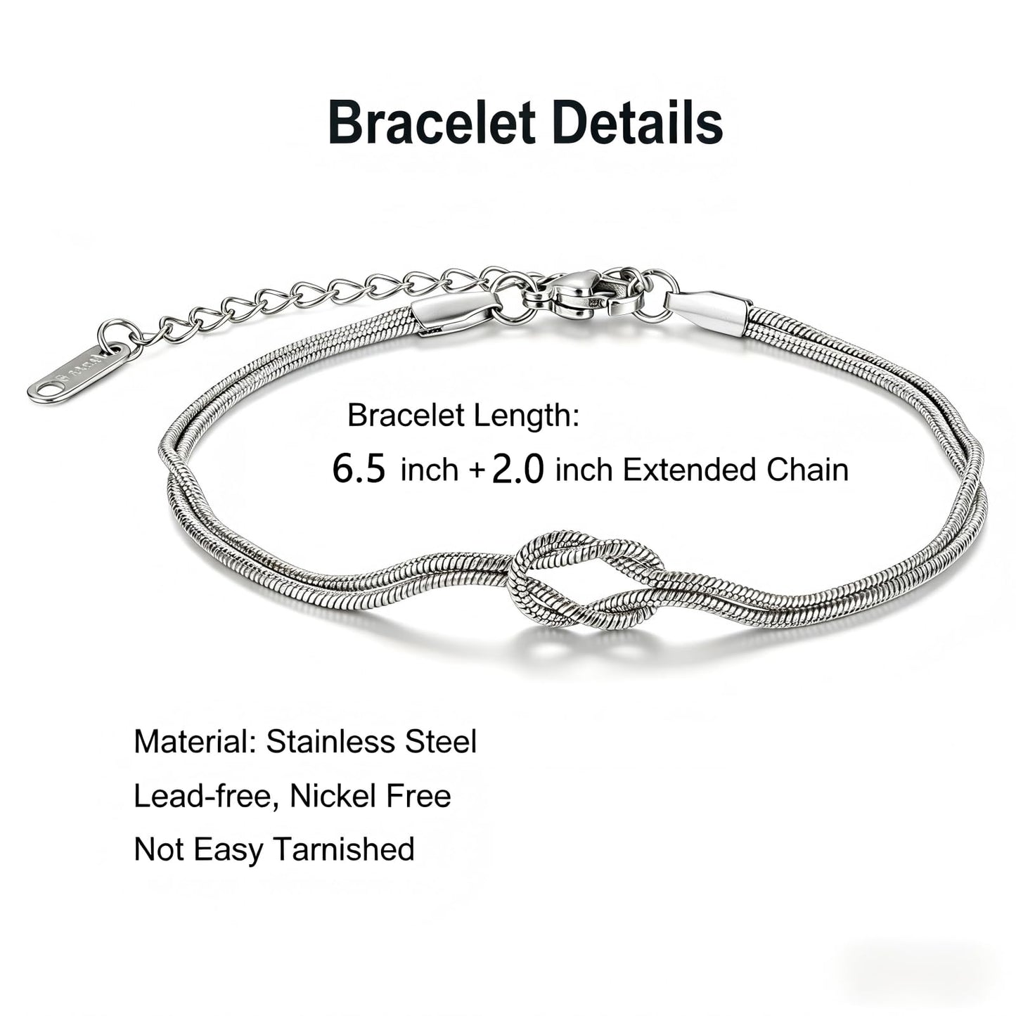 iWenSheng Birthday Gifts for Friends Female - Love Knot Friendship Bracelets Gift for Women Woman, BFF Christmas Bracelet Present for Best Friend Bestie