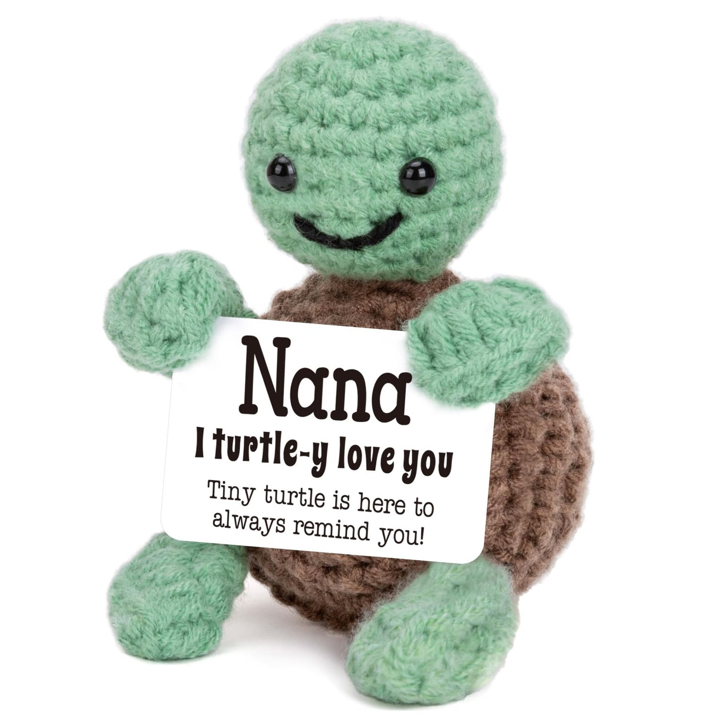 4THFARMES Mini Funny Turtle Nana Gifts from Grandkids, Birthday Gifts for Nana from Granddaughter Grandson, I Love You Small Cute Stuff Things, Handmade Emotional Positive Crochet Turtle