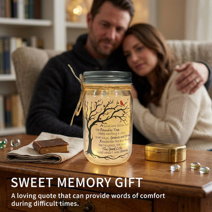 Memorial Gifts Mason Jar Light, Red Cardinal - Memory Gifts for Loss Loved Ones, Bereavement Gift Idea, A Limb Has Fallen From Our Family Tree (Red Cardinal)