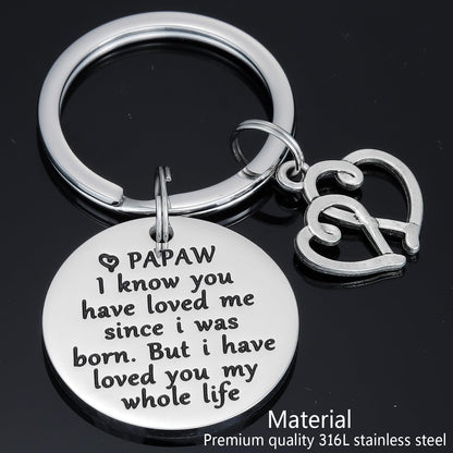 HUTIMY Papaw Keychain for Men - Grandkids Gift