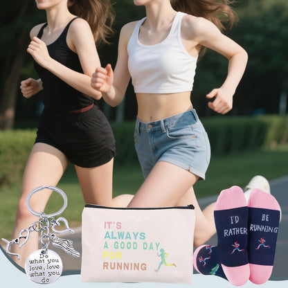 Running Gifts for Women, It's a Good Day to Run Cosmetic Bags,Socks,Funny Gifts Set For Runners,Marathon Lovers