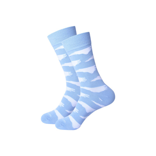 Barrel Down South North Carolina Dress Socks for Men or Women - Carolina Blue and White Tarheel Pride