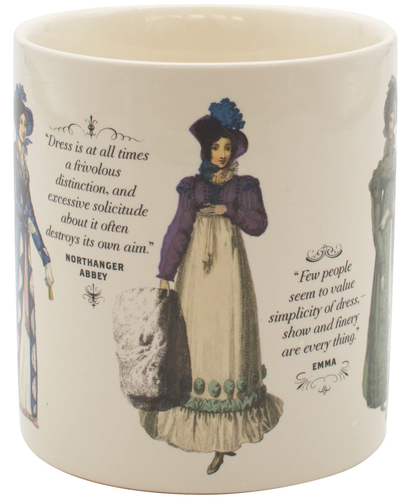 The Unemployed Philosophers Guild Jane Austen Finery Color Changing Mug - Coffee Transforms Day Attire To Show Evening Gowns, Comes in Gift Box, 12 oz