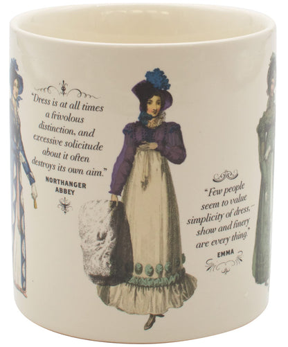 The Unemployed Philosophers Guild Jane Austen Finery Color Changing Mug - Coffee Transforms Day Attire To Show Evening Gowns, Comes in Gift Box, 12 oz