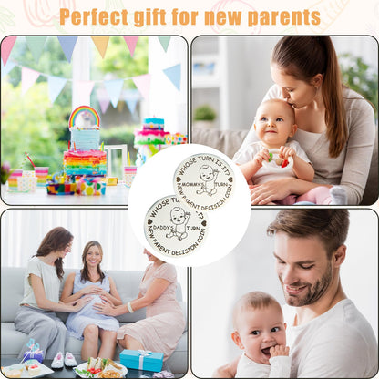 New Parents Decision Coin, Funny Baby Gift Decision Making Coin Double Sided Mommy's Turn Daddy's Turn Coin Cute Gifts for New Parents Pregnancy Gifts for First Time Mom and Dad